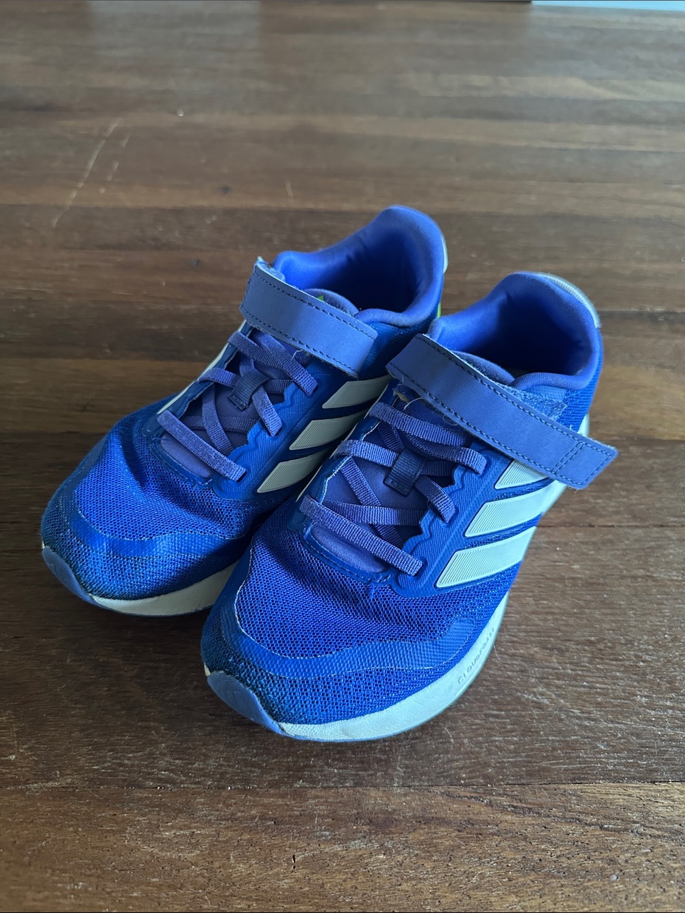 Adidas Kids Running Shoes Blue White Hook & Loop Sneakers Size 1.5
